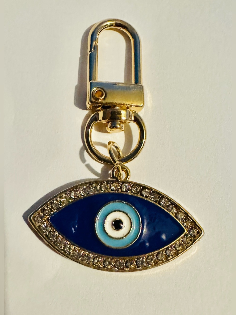 Gold-Tone Blue Evil Eye Keychain/Zipper Pull Charm